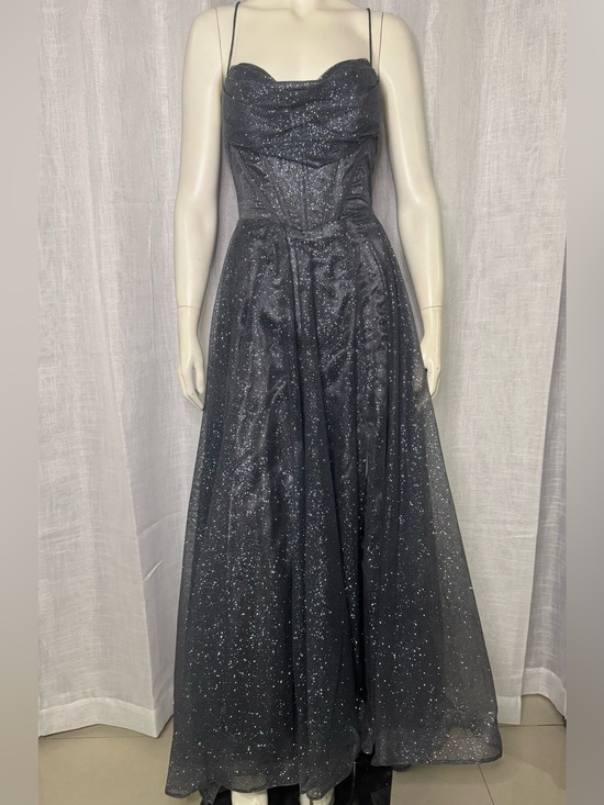 Dylan&Davids Dresses & Skirts - Charcoal Sparkly Corset Gown - Tie Back Dress with Long Train
